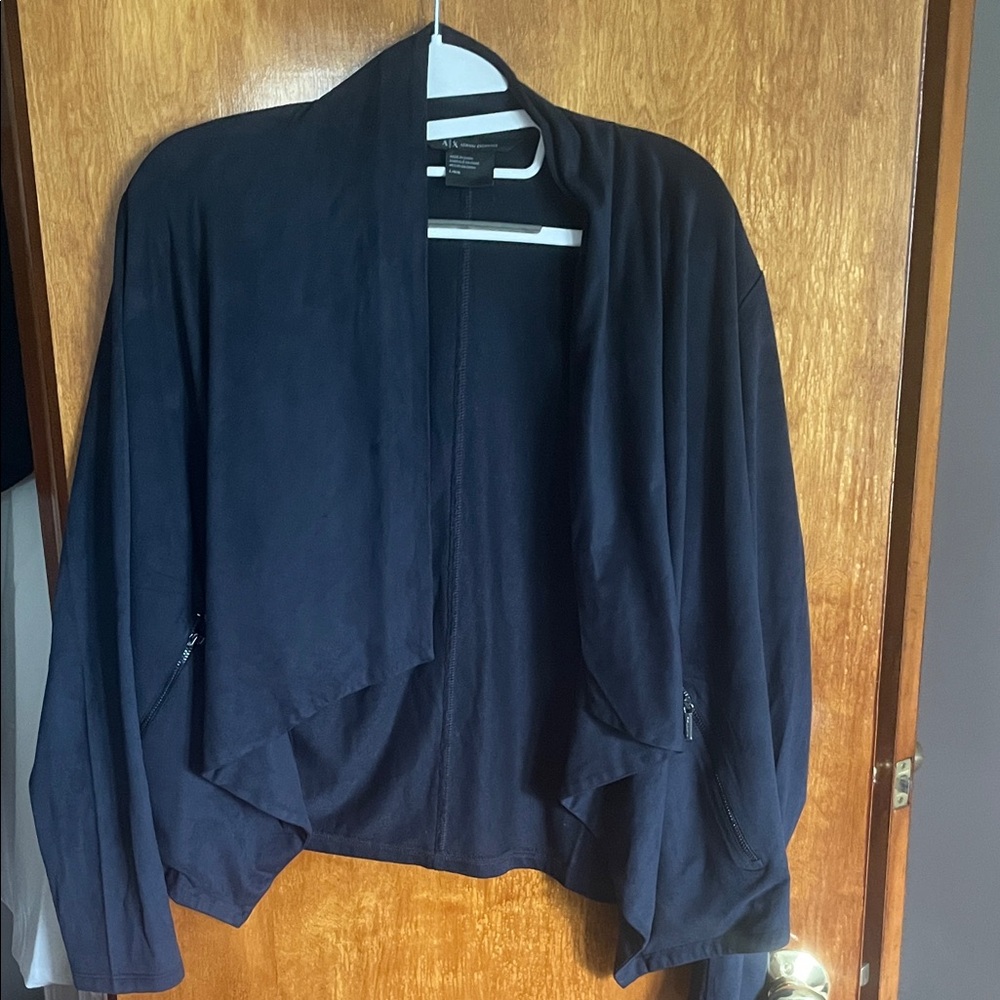 A/X Armani Exchange Black Draped Open-Front Blazer Jacket